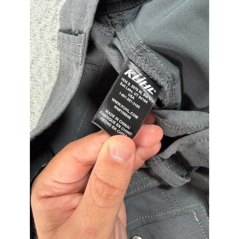 Kuhl Trekr Pants Womens 8 Gray Logo Nylon Mid Rise Straight Leg Hiking Camping